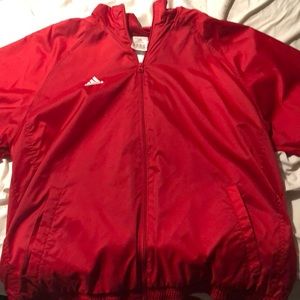 Adidas red windbreaker worn once no stains men’s large